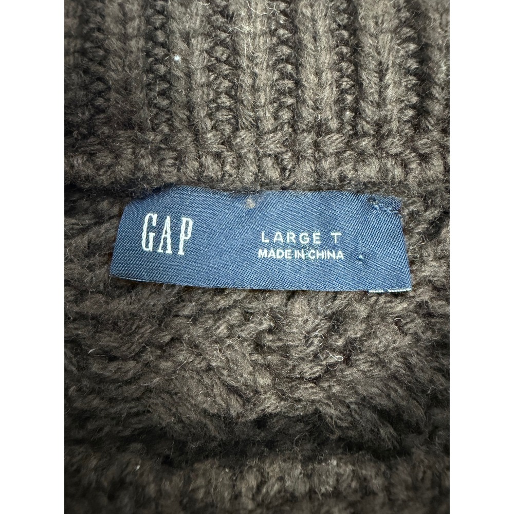 Dark Academia Brown Cable Knit Oversized Sweater Gap Large Tall - Picture 4 of 7